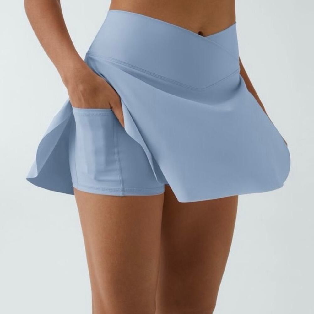Halara SoftlyZero Airy Crossover Pocket 2-in-1 Tennis Skirt Large Chambray Blue‎